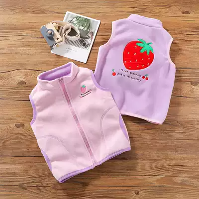 Girl vest spring and summer thin model 2021 New cardigan fleece female baby wear boy shoulder horse clip