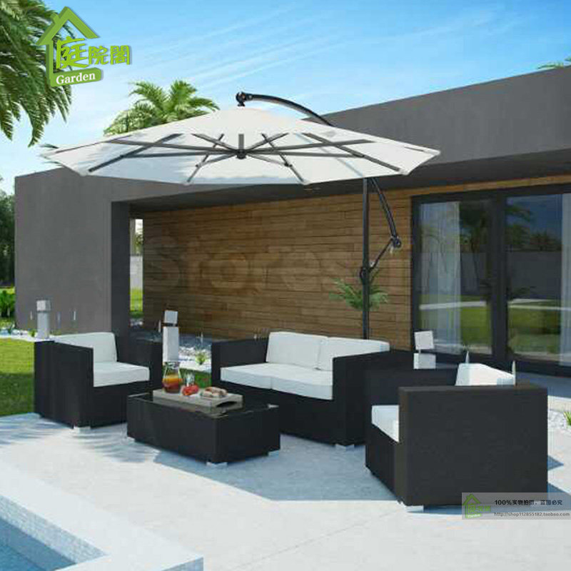 Outdoor furniture imitation rattan sofa courtyard garden terrace balcony living room hotel furniture rattan sofa coffee table combination