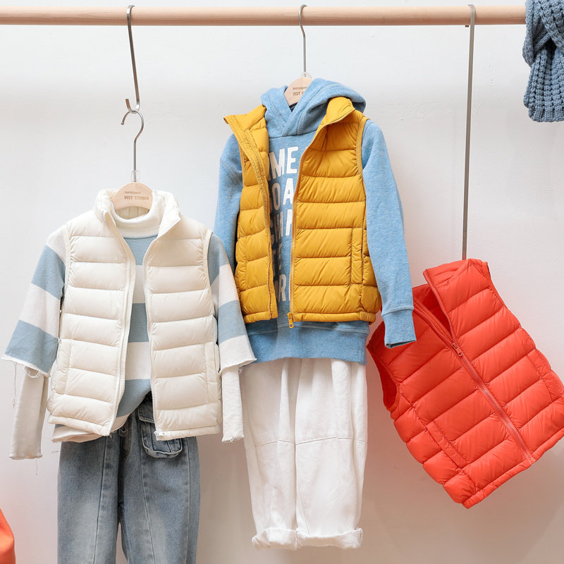 Autumn and winter children's light down vest vest Baby boys and girls cotton large children's waistcoat worn outside spring and autumn