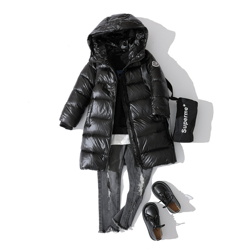 2020 Winter's new children's down clothes in long version thickened boy girl baby girl Little CUHK Scout light thin