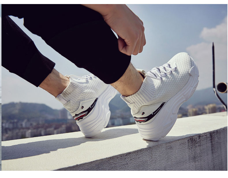 Giày nam mùa hè thở vớ đàn hồi giày hip hop giày cao Hàn Quốc phiên bản của xu hướng đường phố bắn vài giày thể thao giản dị giày bóng rổ Curry