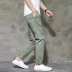 Aohui hè mới quần nam mỏng thẳng giản dị quần cotton cotton rộng phù hợp với tất cả nam giới xu hướng Hàn Quốc - Crop Jeans
