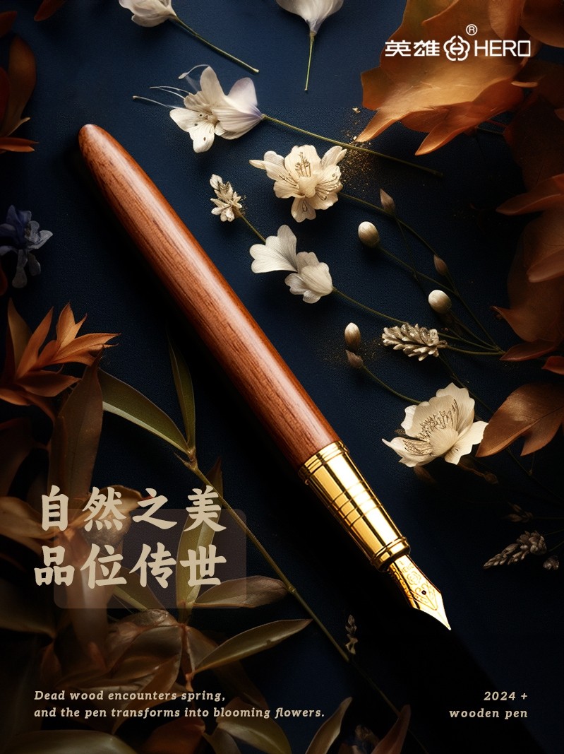 Hero Fountain Pen for Women, High-End and Exquisite, for Men, High-End Calligraphy Practice, Student-Specific, Adult, High Aesthetic Value, Large Nib 616 Gold Cap, Art, High-End Business, Ink Cartridge Replaceable, Quick-Drying, Official
