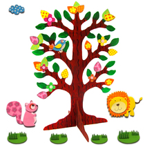 Hibao Arbor Day DIY White billet wooden tree kindergarten childrens hand painting coloring paste material gift