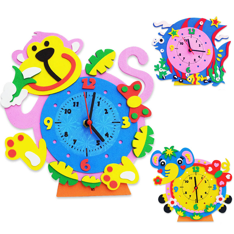 Xibao DIY EVA clock three-dimensional cartoon clock handmade material package for young children 3D three-dimensional sticker toy