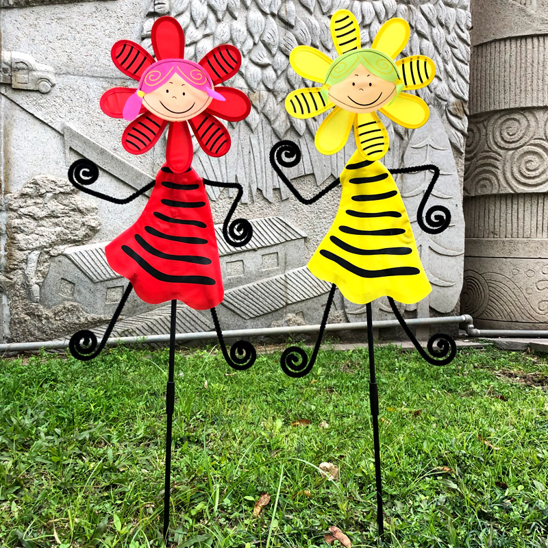 Xibao dancing little girl windmill cartoon modeling kindergarten park scenic decoration children's toys photo props