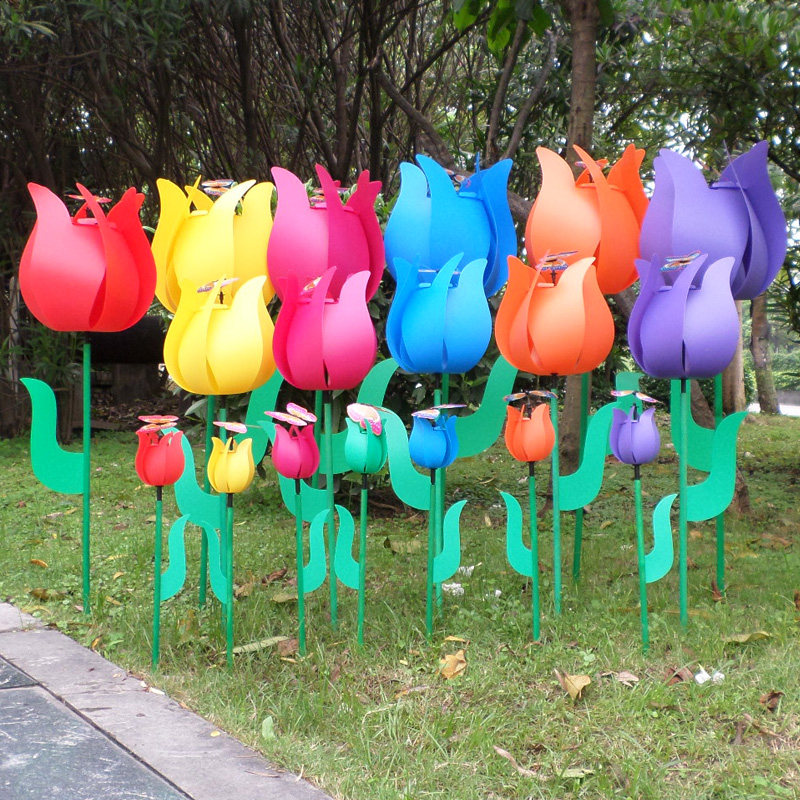 Xibao tulip wind turn simulation flower butterfly to insert three-dimensional flower windmill real estate kindergarten scenic area decoration