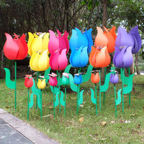 Xibao Tulip wind turn simulation flower butterfly ground three-dimensional flower windmill real estate kindergarten scenic spot decoration