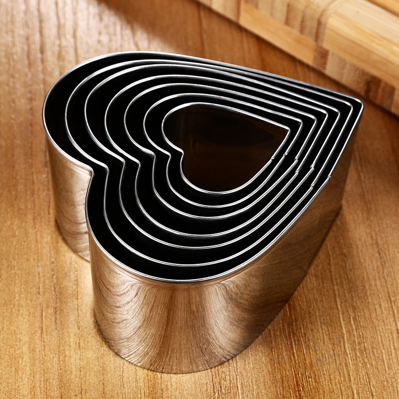 Upscale 304 stainless steel heart-shaped mousse lifting Rami Sufreeze Cheesecake mold baking mold 7 pieces