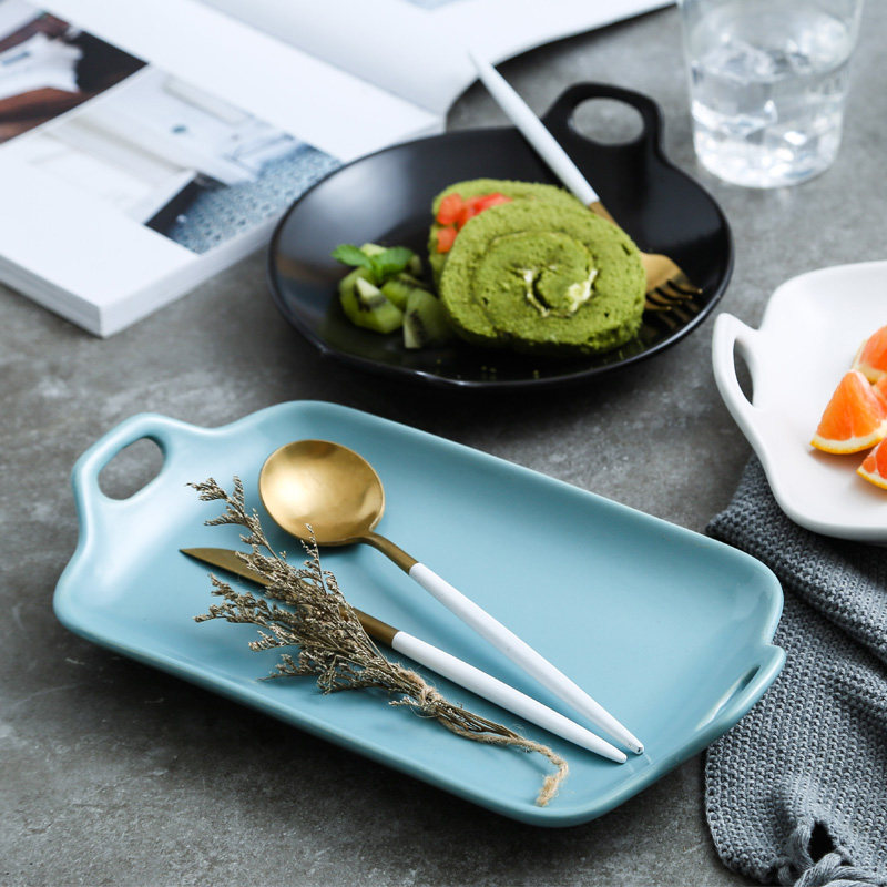 Nordic Double-ear Bake dish dishes dishes online red dishes snack dishes hotels