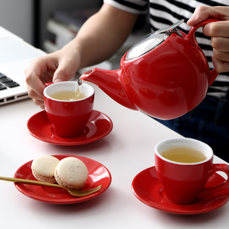 CAFE minimal English ceramic teapot teapot with filter tea cup with teapot set