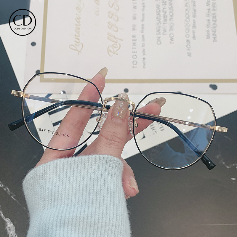 Myopia glasses female retro round face metal can be equipped with degree full frame finished product net red with Korean version tide spectacle frame man