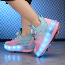 Childrens Heelys shoes for boys and girls four-wheel roller skates retractable and hidden removable roller skates with wheels