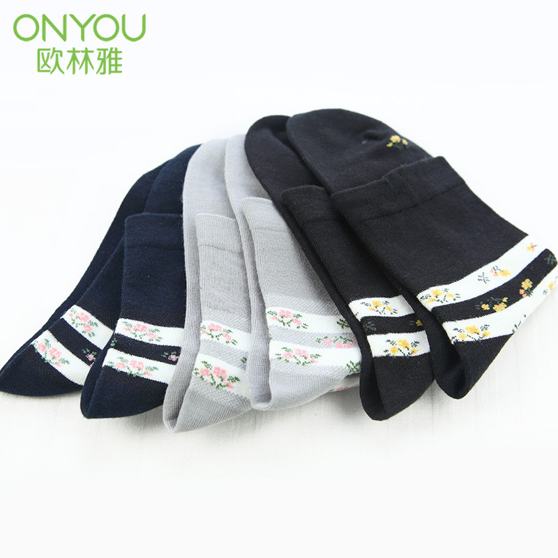 6 Double L' Orinya Bamboo Pulp Fiber Socks Lady Midcylinder Socks Spring Autumn stockings Sweat Sweat