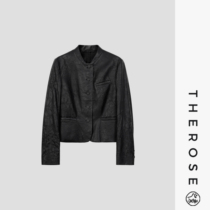 Zhirou (Dongchengxijiu) Spanish imported unpainted hand-wrinkled embossed leather jacket on a Chinese retro jacket