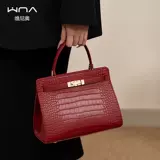 Ретро красная сумка через плечо для невесты, портативная барсетка, изысканный стиль, крокодиловый принт