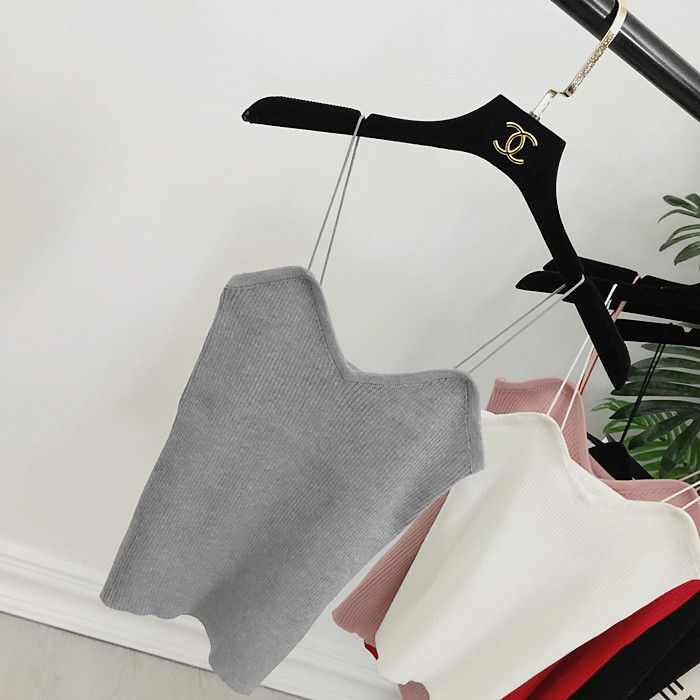 Mùa xuân và mùa hè Châu Âu và Hoa Kỳ hoang dã V-cổ đan sling Slim mỏng backless mỏng dây đeo vai áo sơ mi bên trong một chiếc áo vest nữ nhỏ quần thể thao nữ
