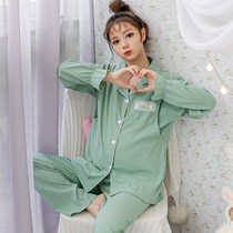Maternity pajamas Cotton long-sleeved pregnancy period spring and Autumn nursing clothes Home clothes set Large size postpartum feeding month clothes