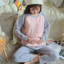 Maternity pajamas Autumn and winter pure cotton thickened air cotton sandwich postpartum feeding clothing set Warm nursing clothing