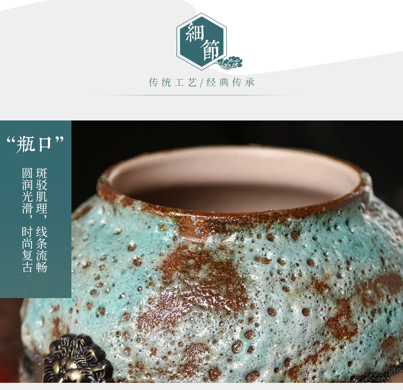 Chinese style restoring ancient ways of jingdezhen ceramics home sitting room coarse pottery three - piece wine accessories furnishing articles flower vase