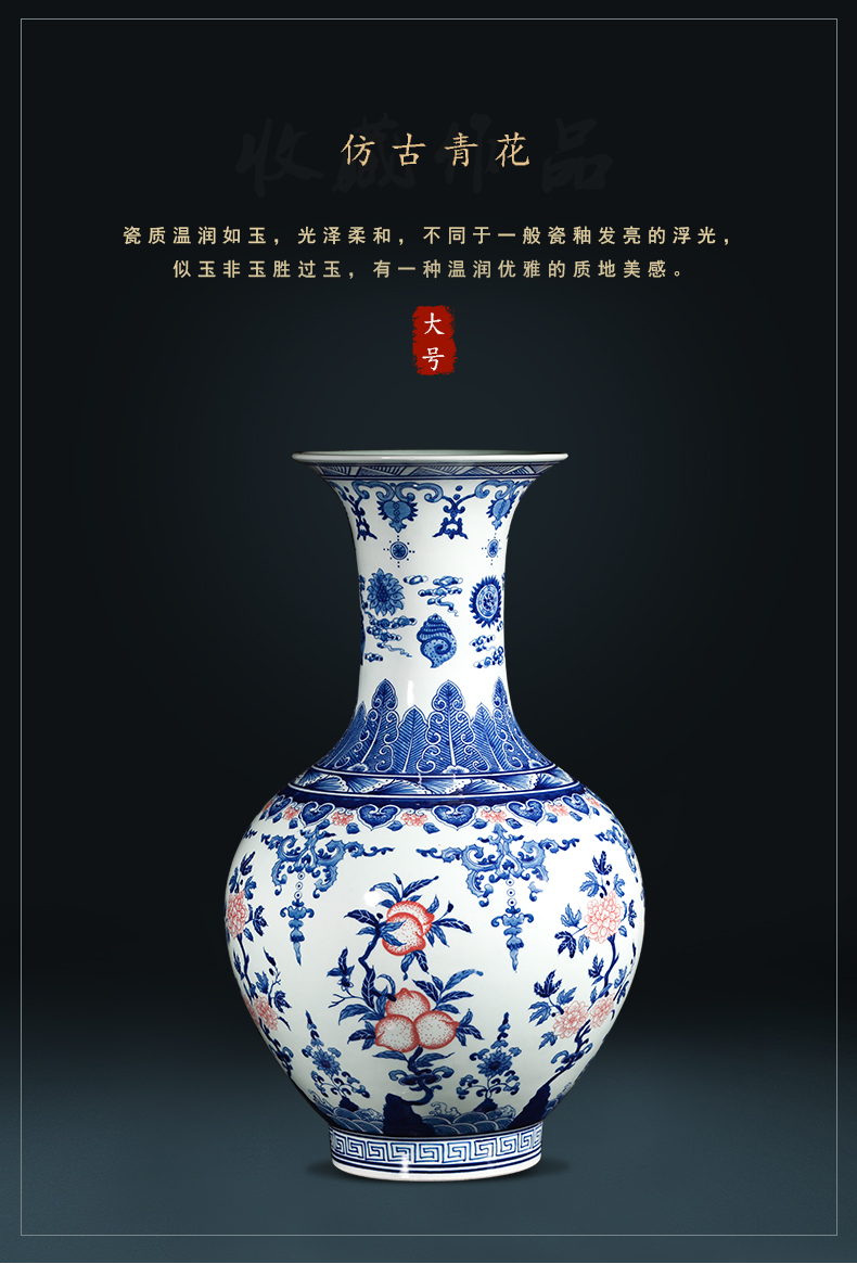 Jingdezhen ceramics hand - made antique flower arranging new Chinese style sitting room adornment is placed large blue and white porcelain vase