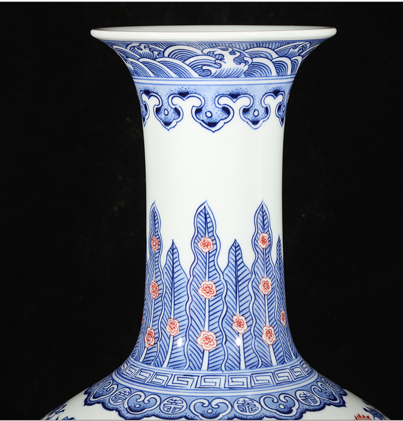 Jingdezhen ceramics imitation qianlong hand - made of blue and white porcelain vases, flower arranging new Chinese style living room home furnishing articles