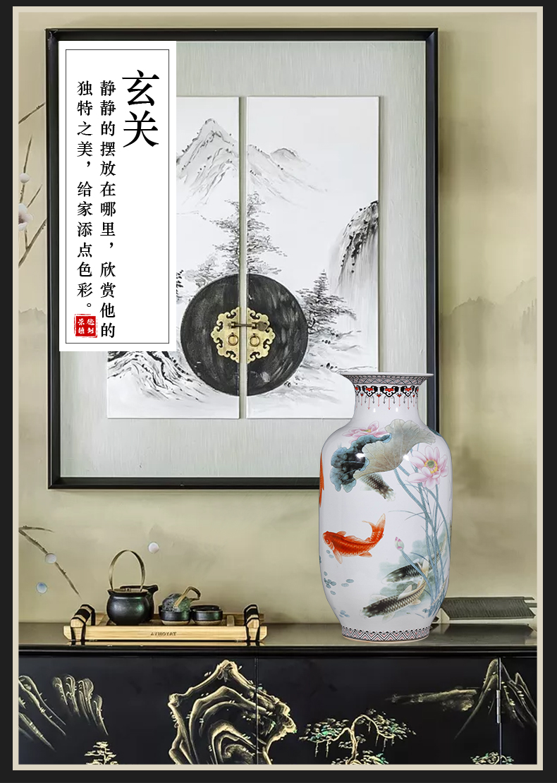 Jingdezhen ceramics powder enamel of large vases, flower arrangement home TV ark, adornment is placed large living room