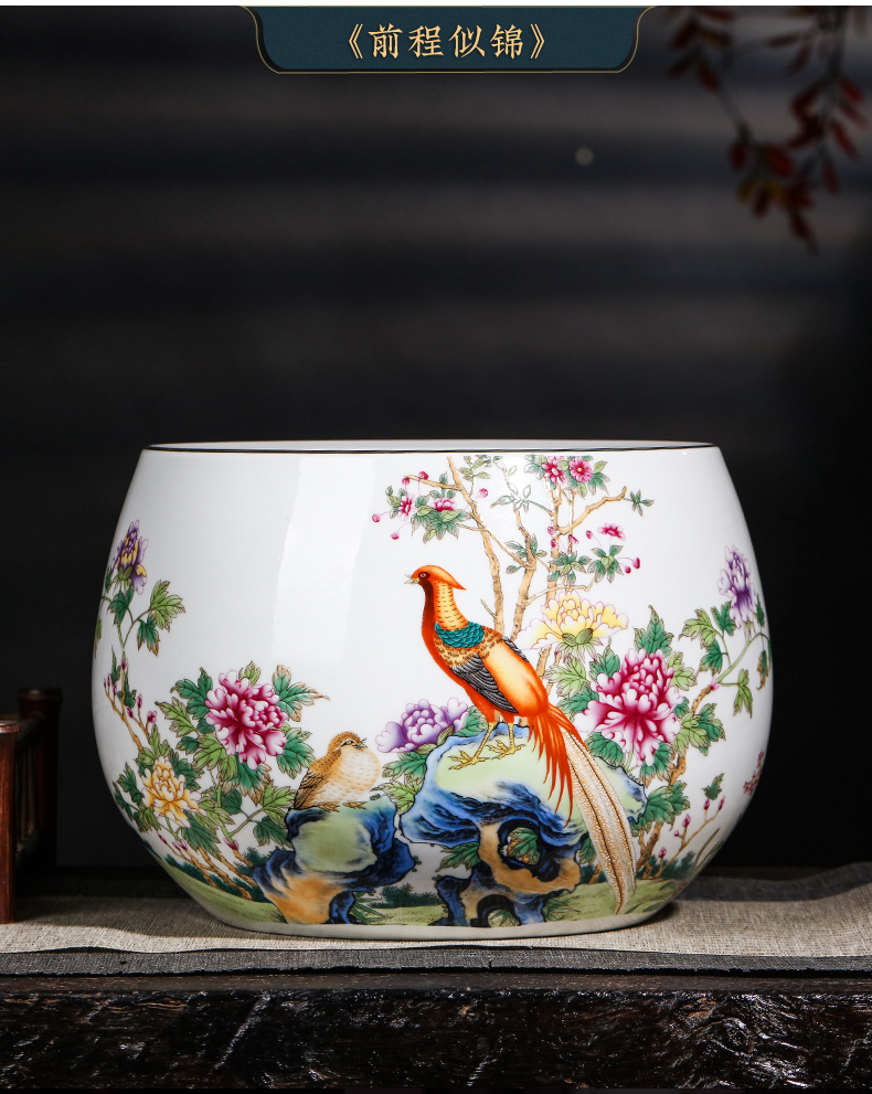 Jingdezhen ceramic flower pot furnishing articles cornucopia hydroponic bowl lotus pond lily large copper money plant potted grass a goldfish bowl