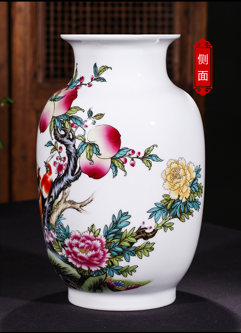 Jingdezhen ceramics wealth longevity vase furnishing articles sitting room porch rich ancient frame of Chinese style household adornment arranging flowers