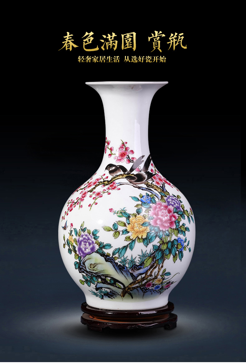 Jingdezhen ceramics powder enamel vase furnishing articles sitting room of TV ark, wine porch decoration of Chinese style household arranging flowers