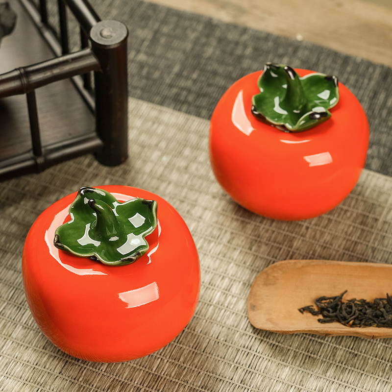 Ceramic persimmon tea pot bionic design of tomato travel carry as cans of jingdezhen small tea set positions
