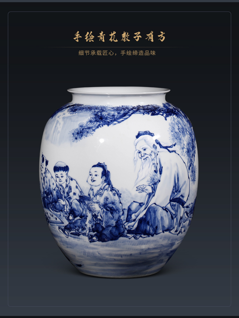 Jingdezhen ceramics hand - made laozi as the shipment of blue and white porcelain vase furnishing articles sitting room of Chinese style household flower decorations