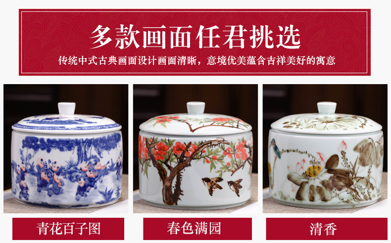 Jingdezhen porcelain tea pot of the ancient philosophers figure household seal pot moistureproof large - sized ceramic storage tank receives four loaves of bread