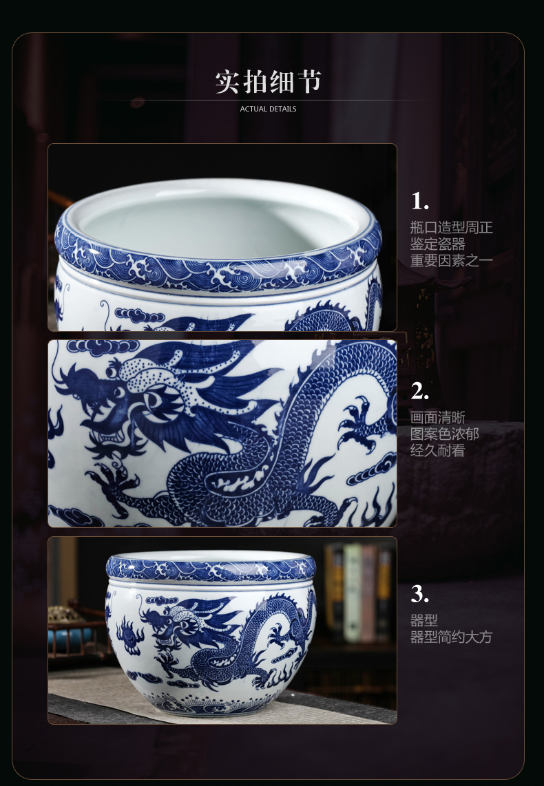 Blue and white porcelain of jingdezhen ceramics flower POTS of gold fish water raise grass cooper water lily always LianHe flowers cylinder home furnishing articles