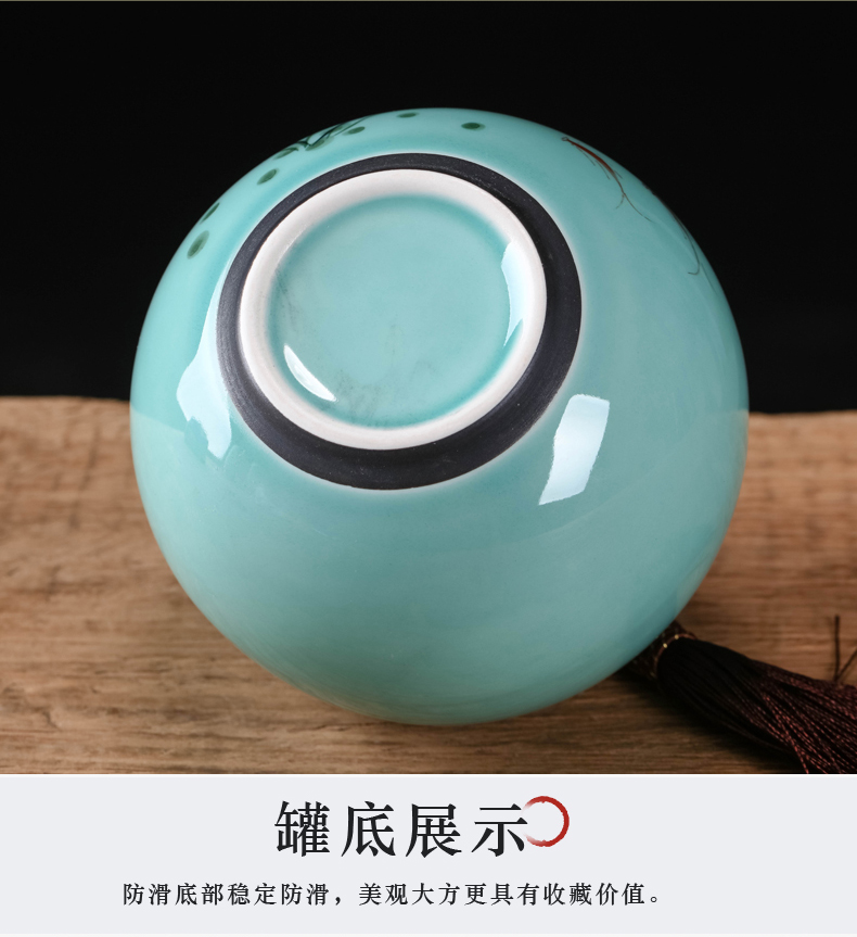 Jingdezhen ceramic hand - made caddy fixings small storage tank pu - erh tea and tea tea POTS sealed storage tank suit