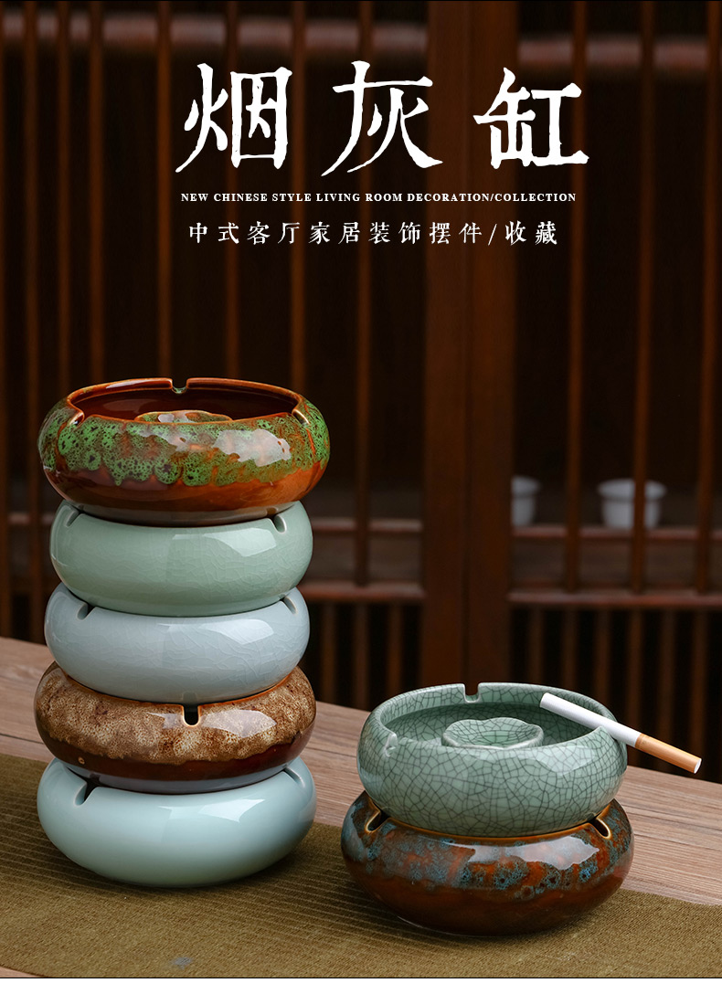 Jingdezhen ceramic ashtray creative move trend of domestic large sitting room of fly ash prevention study office decoration