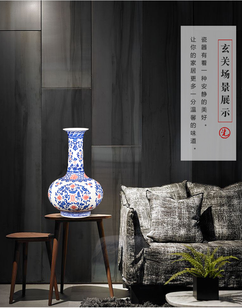 Jingdezhen ceramics imitation qianlong hand - made Chinese style restoring ancient ways is blue and white porcelain vase wine sitting room adornment is placed