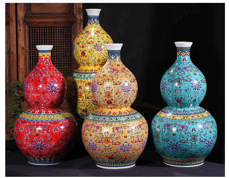 Jingdezhen ceramic floor gourd vases, flower arranging Chinese style household furnishing articles, the sitting room porch porcelain decorations large