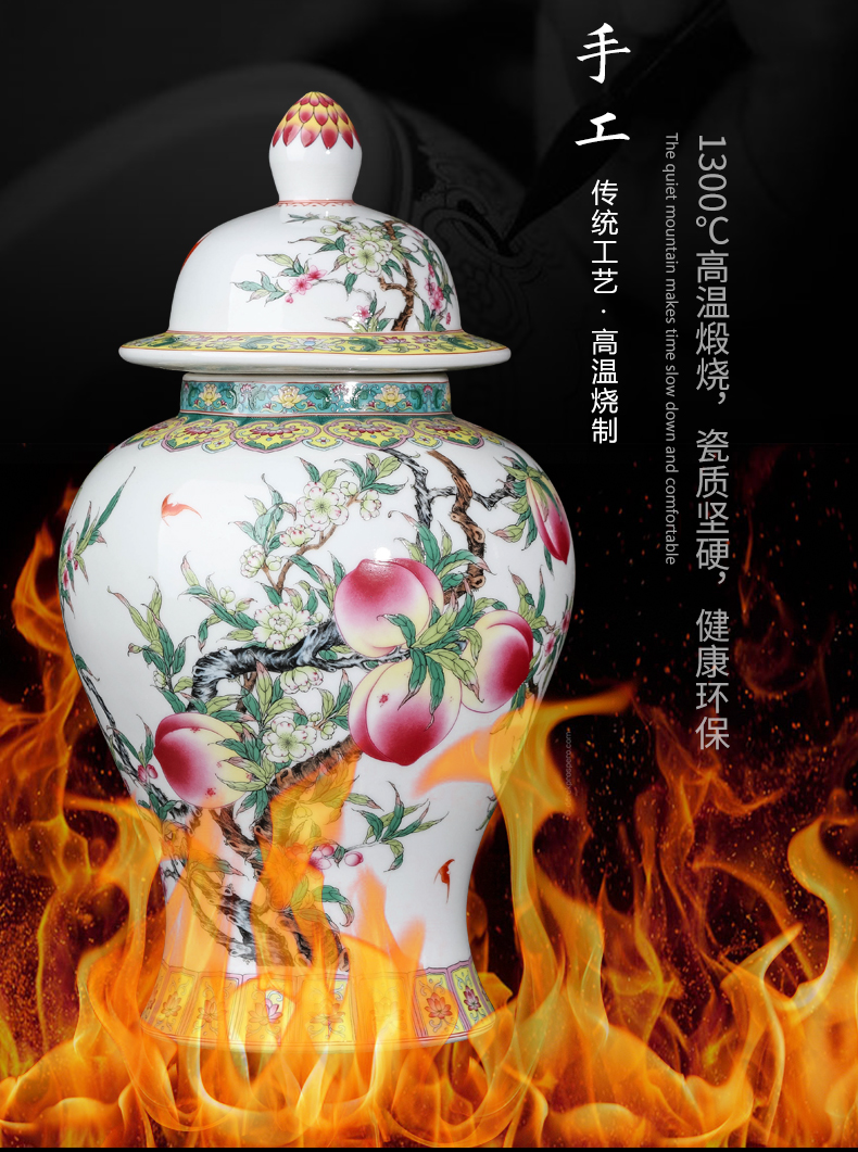 Jingdezhen ceramics nine peach figure general tank storage tank is Chinese style home furnishing articles sitting room TV ark, adornment