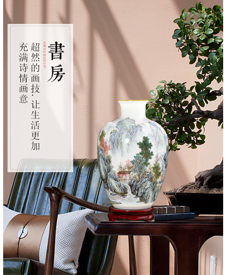 Pastel landscapes of jingdezhen ceramics vase furnishing articles flower arrangement sitting room porch study Chinese decorative arts and crafts