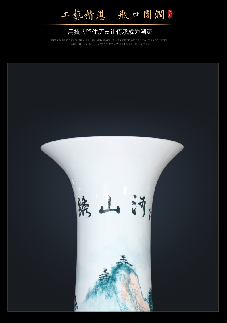 Jingdezhen ceramics hand - made pastel landscapes of large vases, Chinese style living room home furnishing articles housewarming gift