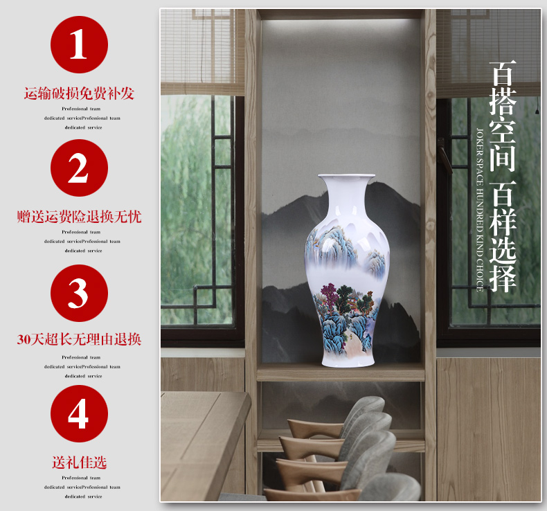 Jingdezhen ceramics, vases, flower arrangement of new Chinese style living room lucky bamboo wine rich ancient frame home furnishing articles