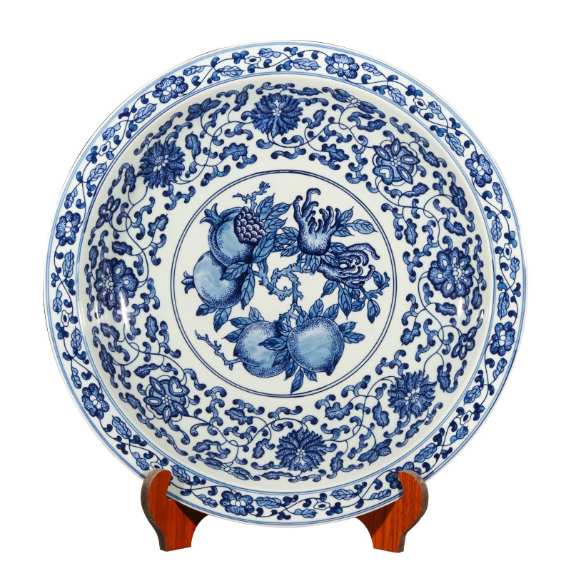 Imitation of qianlong hand - made decorative hanging dish of blue and white porcelain of jingdezhen ceramics Chinese style living room furniture furnishing articles ornament