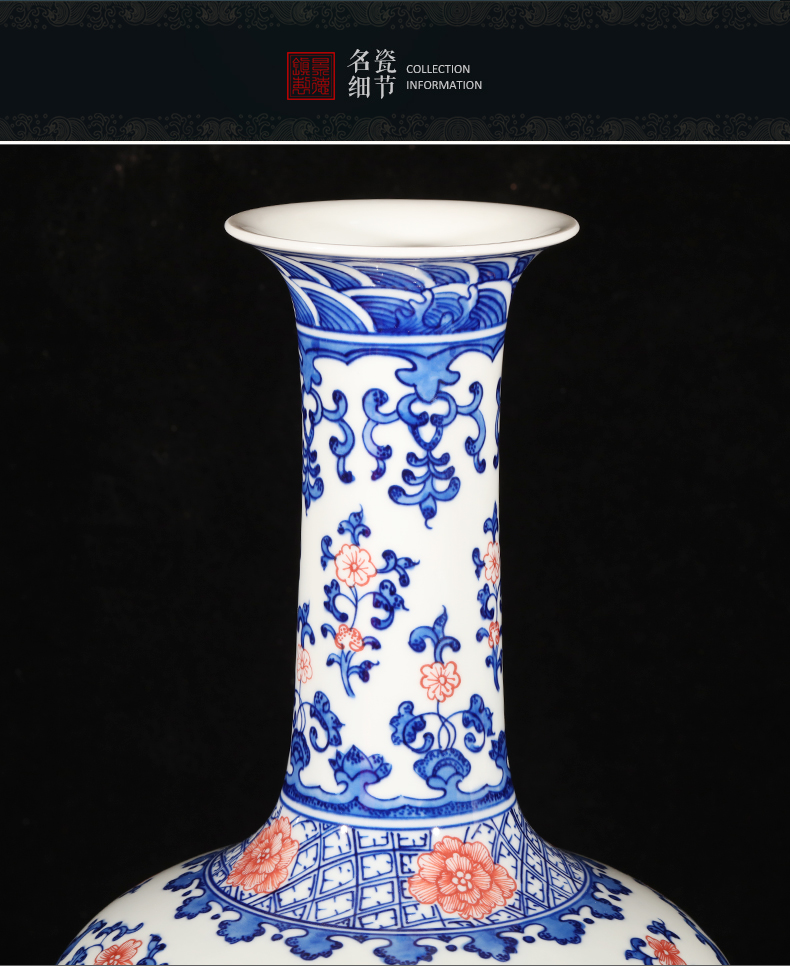 Jingdezhen ceramics imitation qianlong hand - made Chinese style restoring ancient ways is blue and white porcelain vase wine sitting room adornment is placed