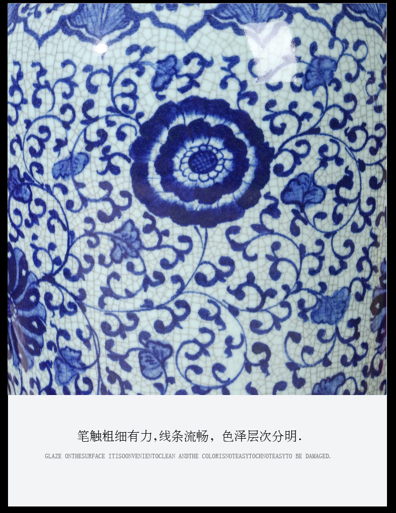 Jingdezhen ceramics hand - made large blue and white porcelain vase Chinese style household furnishing articles oversized jewelry TV ark