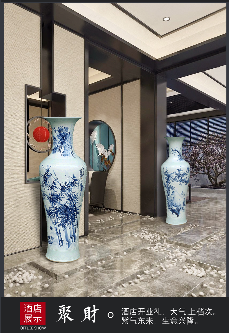 Jingdezhen ceramics hand - made large blue and white porcelain vase sitting room of Chinese style household furnishing articles opening decoration gifts