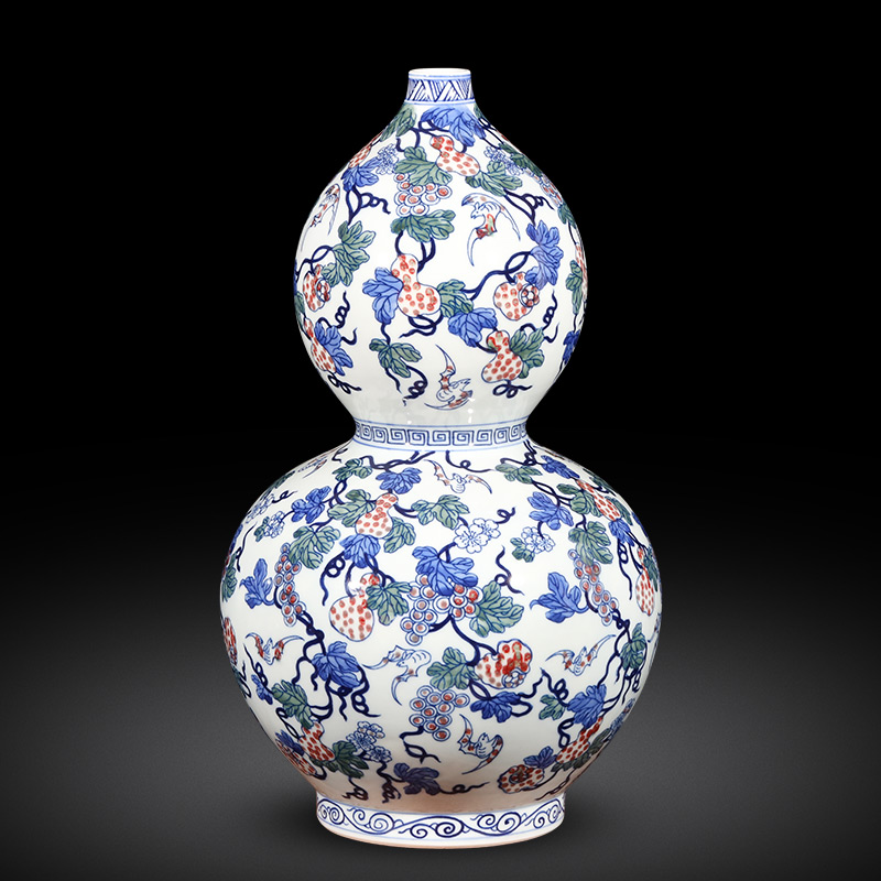 Jingdezhen ceramics imitation qianlong guardian gourd of blue and white porcelain vases, Chinese ancient frame sitting room adornment is placed