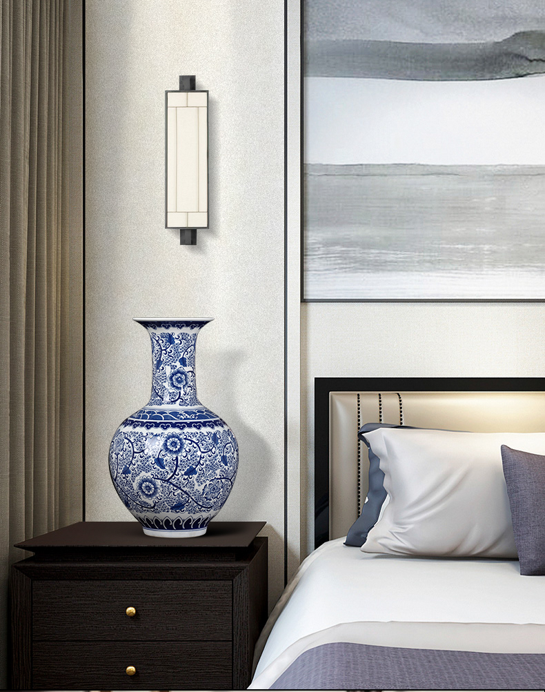 Antique vase of blue and white porcelain of jingdezhen ceramics furnishing articles sitting room be born Chinese style household adornment large arranging flowers