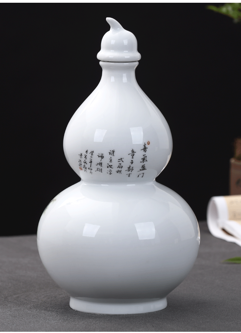 Hu jun jingdezhen ceramic creative 5 jins of 5 jins deacnter home wine jar empty wine bottle decoration furnishing articles