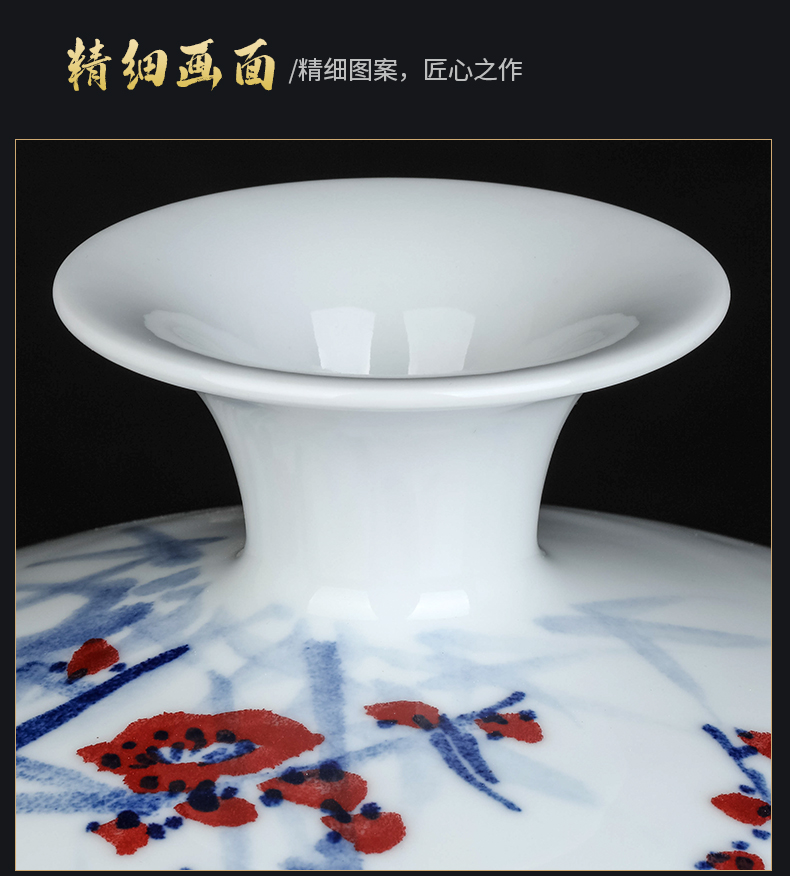 New Chinese style classical jingdezhen ceramics household beaming pomegranate flower vase furnishing articles famous hand - made of bottles